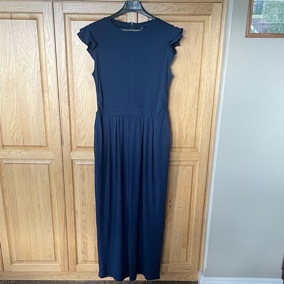 Navy Blue Ruffle Sleeve Jumpsuit size XL - Picture 7 of 8